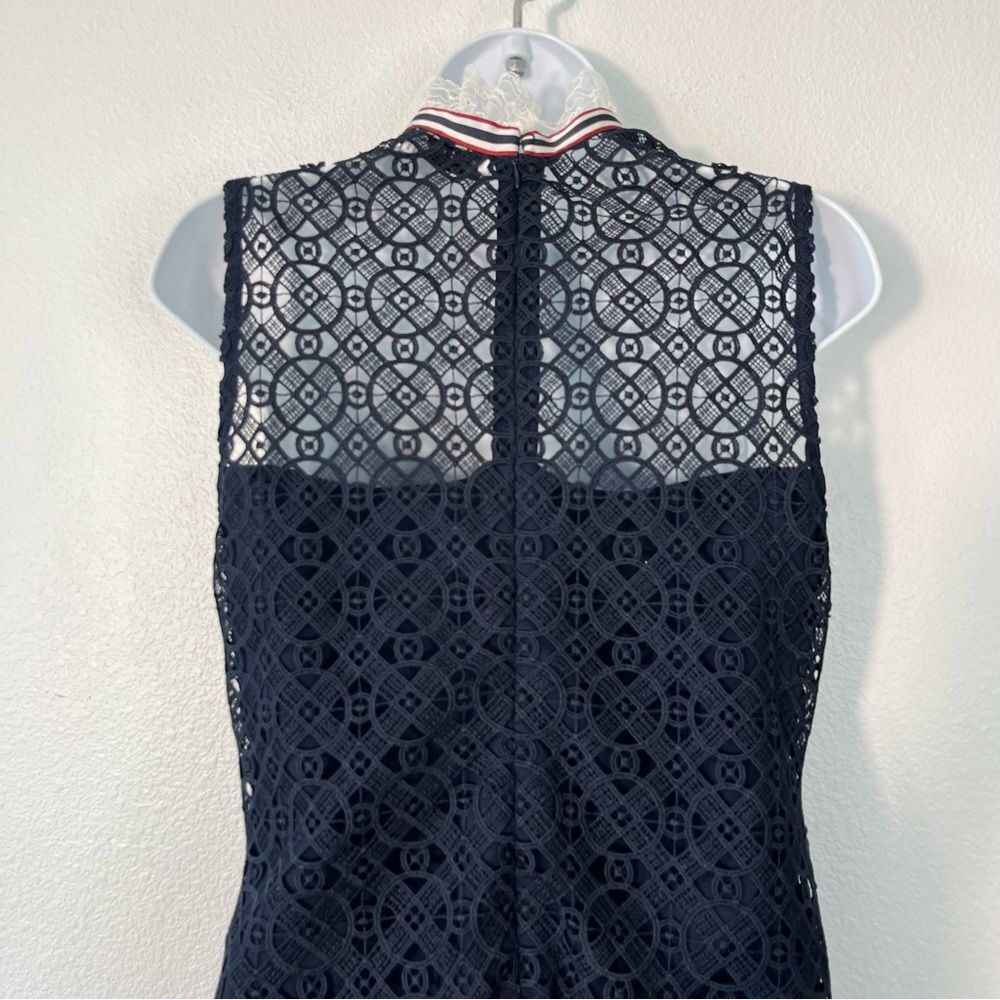 Sandro Dovera Navy Lace Eyelet Mini Dress Blue Size 38/6 - Picture 6 of 8